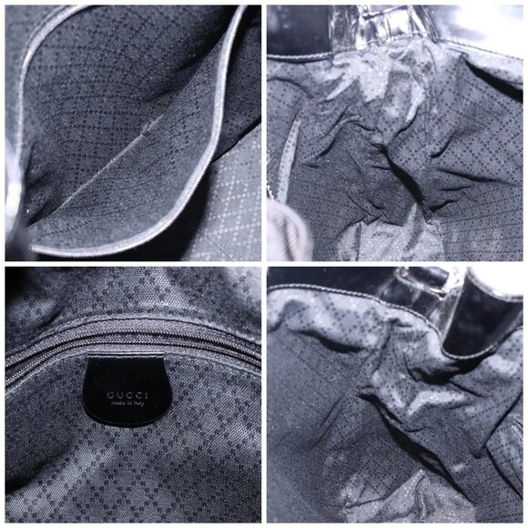 GUCCI Bamboo Hand Bag Nylon Black Silver - Picture 14 of 15